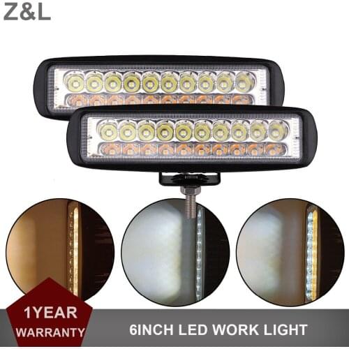 6Inch Amber White LED Work Light Yellow Driving DRL Car Motorcycle SUV Truck Headlight 4X4 4WD Night Fog Warning Lamp 12V 24V