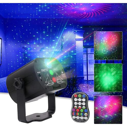 60 Patterns RGB Stage Lights Mini DJ Disco Light Party Stage Lighting Effect USB Rechargeable Voice Control Laser Projector Lamp