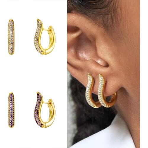 YUXINTOME 925 Sterling Silver White Purple Zircon Circle Hoops Round for Women Luxury Crystal CZ Loops Piercing Ohrringe Jewelry