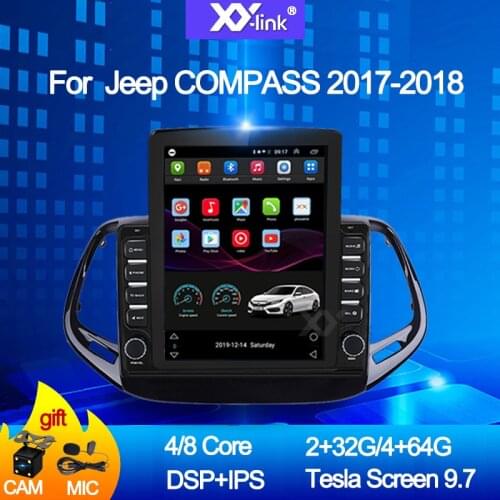 9.7" tesla style Android 10.0 Car Radio DVD Player for Jeep COMPASS 2017-2018 Navigation gps Audio Video multimedia no 2 din
