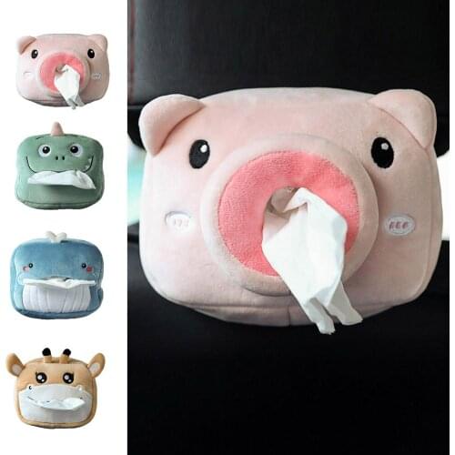 Car Tissue Box Animal Tissue Holder Cute Cartoon Napkin Paper Holder Portable Reusable For Home Office Car Interior Accessories