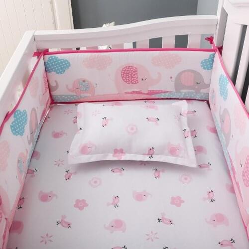 Baby Crib Bumper For Newborns Soft Cotton Bed Bumper Cartoon Print 4 Pieces Surrounding Crib Baby Room Decoration Infant Cot
