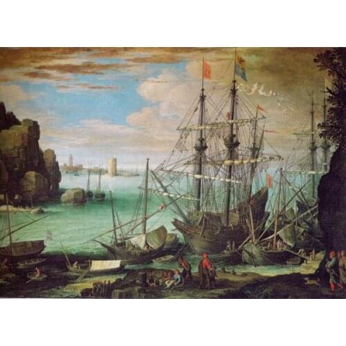 Free Shipping classical boat seascape figure scenery canvas prints oil painting printed on canvas wall art decoration picture