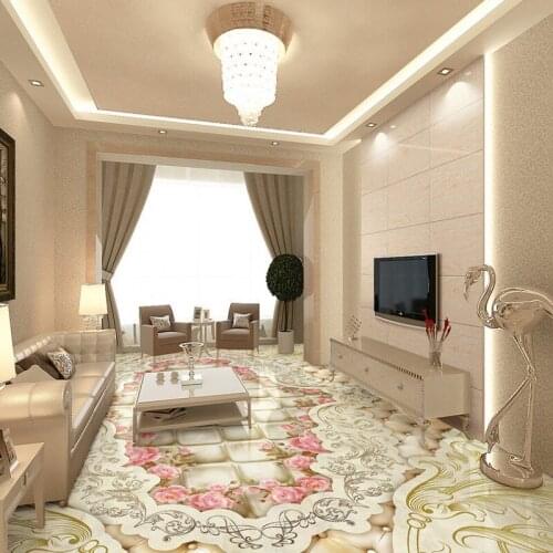 Free shipping luxury marble patterned parquet 3D floor custom lifelike hotel living room mural lobby wallpaper
