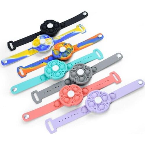 Push Bubble Dimple Bracelet Kids Adult Fidget Toys Silicone Rotatable Wristband Antistress Reliever Sensory Toy Unzip Bracelets