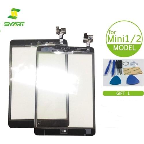 SYART Brand Touch screen for iPad Mini Front Glass Digitizer with home button+Ic connector mini 1/2 Touch Screen Free tool set
