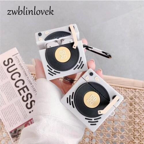 Retro phonograph sound headset case for airpods 1 2 pro charging case soft silicone wireless bluetooth protect cover
