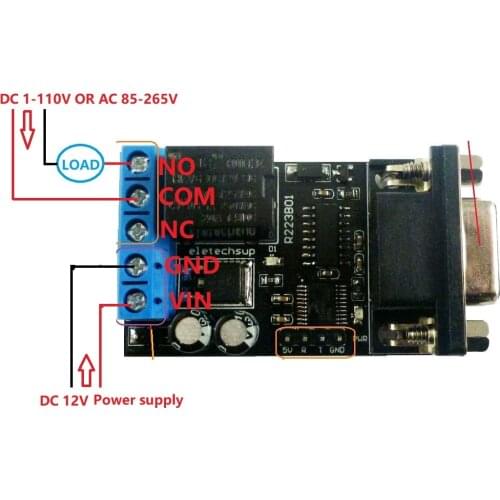 DC 12V PC COM DB9 RS232 Serial Port Delay Relay ARM MCU UART Remote Control Switch Board