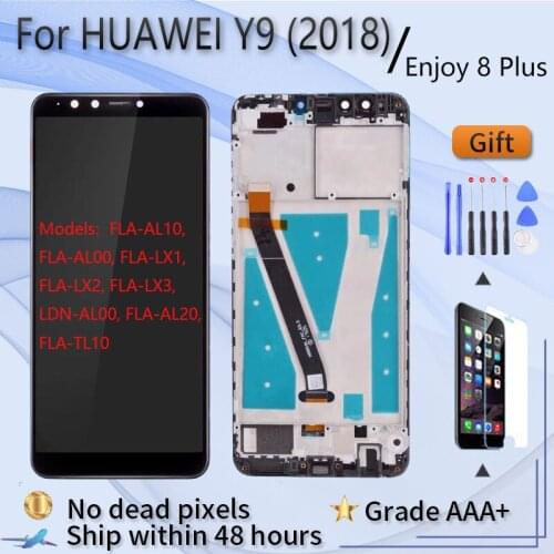 For Huawei Y9 2018 Enjoy 8 FLA-AL10 AL00 LX1 LX2 LX3 AL00 AL20 LCD screen assembly with front case touch glass,With repair parts