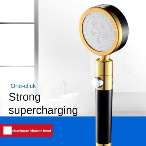 Filter and Detachable Space Aluminum Shower Head One-Button Water Stop High Pressure 360 Degree Rotating Bathroom Accessories