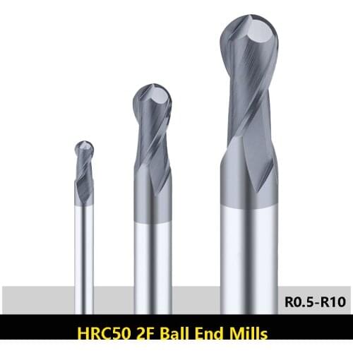 BEYOND 2 Flute HRC50 Ball End Milling Round Head Solid Carbide Milling Cutter R0.5 R0.75 CNC Numerical Control Straight Shank