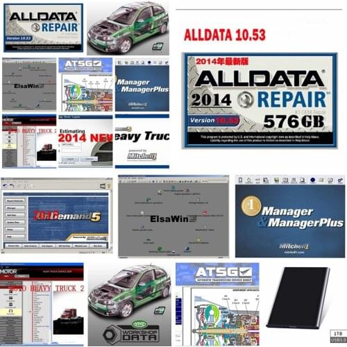 Hot Auto Repair Alldata Software all data V10.53 m..ch.. on-de....d 2015 atsg Vivid workshop OD5 usb3.0 1tb hdd free shipping