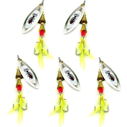 HENGJIA hard metal spinnerbaits blade sequins spinner spoons catfish pesca fishing tackles 7CM 6G 6#hooks