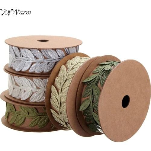 KiWarm 1pcs Excellent Quality Leaf Ribbon Satin Vine Leaves Garlands Lace Trim Sewing Craft Home Wedding Decoration 1 Meter