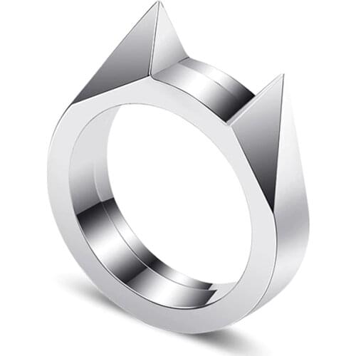 Self Defense Ring Cat Ear Defensa Personal Mens Finger-ring Weapons Self-defense Tools for Women Outdoor Survival Safety 10Pcs