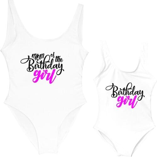 Swimwear Girls' One Piece Swimsuit BIRTHDAY GIRL Letter Printing Bathing Suit Cute Mom Kid Bathing Suits Bather