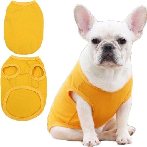 Soft Cotton Dog Clothes Solid Pet Shirt Vest For Small Large Dogs French Bulldog Labrador Black Sleeveless Tshirt Pets Clothing