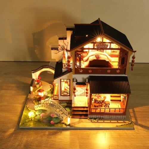 DIY Dollhouse Kit 3D Handmade Chinese Ancient Building House For Girl Birthday Valentines Day Gift Home-Decor Craft Collectible