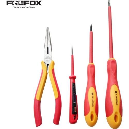 FREFOX 4 Pieces Screwdrivers set VDE Insulated PLIER VOLTAGE TESTER FOR INNDUSTRY CONSTRUCATION WORKSHOP Hand Tool kit