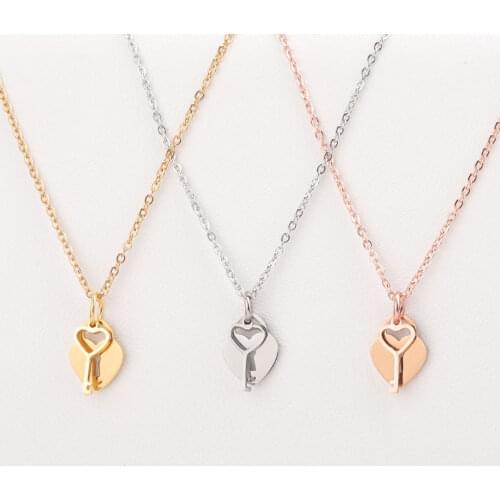 New Fashion Key Heart Stainless Steel Necklace Lovely Cloud Pendants For Women Fine Jewelry Gift