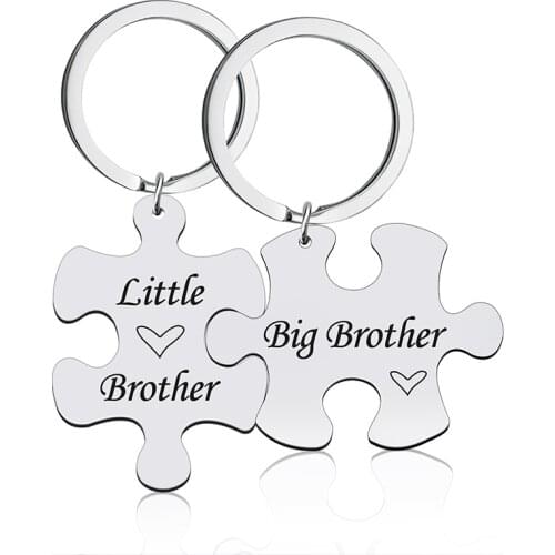 Lover Couple Brother Stainless Steel Key Chain Ring Set Puzzle Piece Hearts Keychain Gifts Boyfriend Husband Valentines Day
