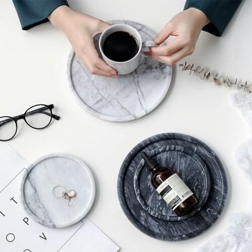 Nordic Natural Marble Food Tea Coffee Dessert Plate Cosmetic Perfume Display Creative Storage Organizer Tray Home Decorative