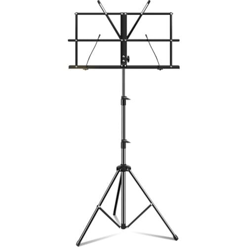 Can Be Folded Musical Instrument Black Metal Music Stand Panel Collapsible Alloy Pipe Rack Folding Music Stand