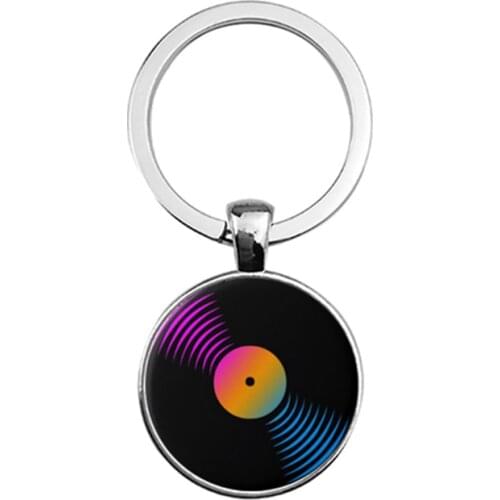 SUTEYI Simple Classic Style Vinyl Record Retro Gramophone Record Dome Glass Keychain Music Lovers Gift Wholesale And Retail