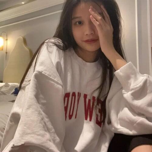 Oversize Sweatshirt Women Spring Autumn Thin Loose Ins Hot Design Niche Vintage Top Letter Printing Sweatshirt Women