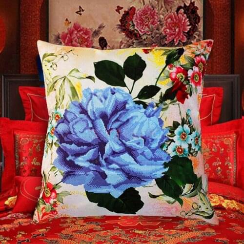 Cross stitch pillow kit embroidery needlework sets Diy printed 5D cross stitch pillow kits patterns paintings accessories fabric