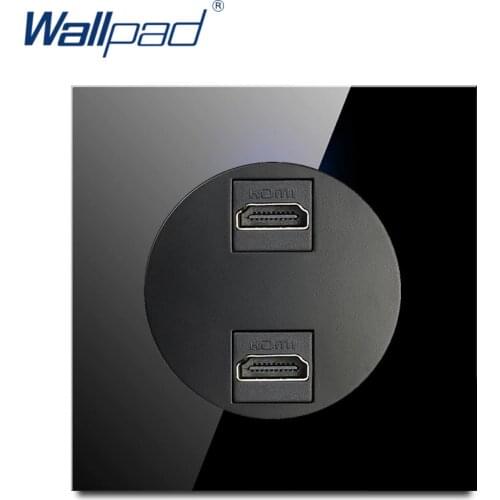 Wallpad 2 HDMI-compatible Socket For Data Transmission New Arrival Crystal Glass Panel Wall Power Socket Outlet