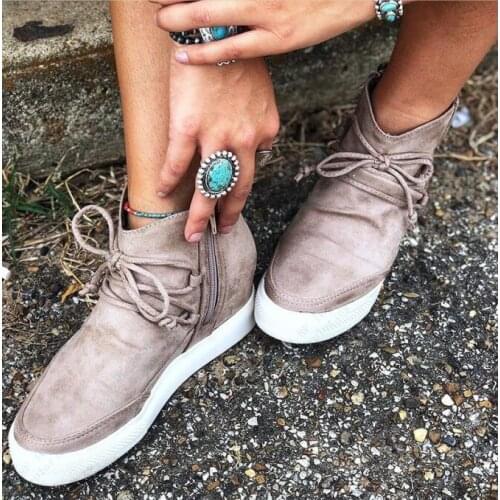 2020 Height Increasing boots Women fashion Winter Warm Ankle Boots Female Leather Lace-up Non Slip Snow Boot Ladies Short Boots