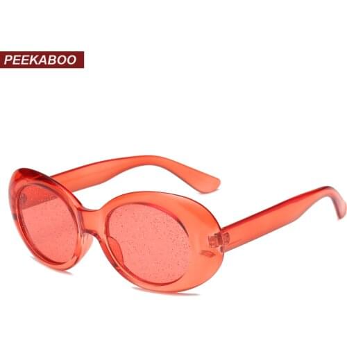 Peekaboo red oval sunglasses women colorful candy color yellow pink purple transparent sun glasses female summer 2018