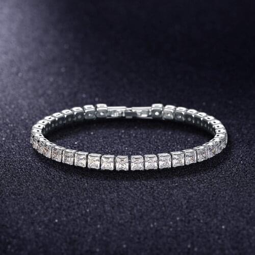 4mm Cubic Zirconia Tennis Bracelets for Women Luxury CZ Jewelry Wedding Hip Pop Silver Color Bracelet