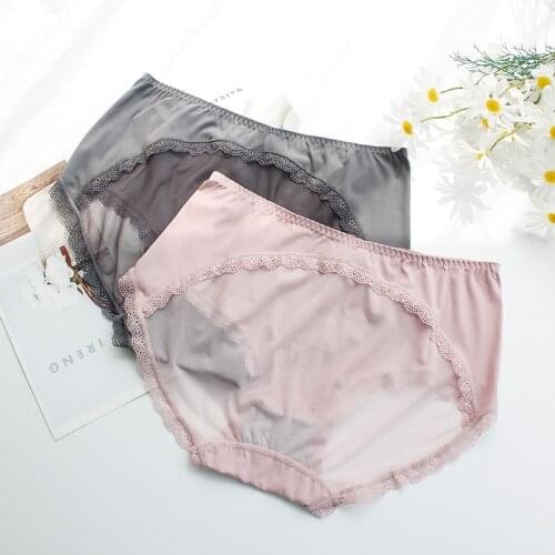Womens Panties Large Sizes Sexy Lace Thin Ice Silk Hollow Out Transparent Mesh Panties Female Underwear Plus Size Women