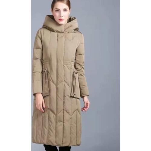 Winter 3XL plus size 90% duck down coat female X-long thicker warm straight hooded duck down parkas red fashion warm coat F241