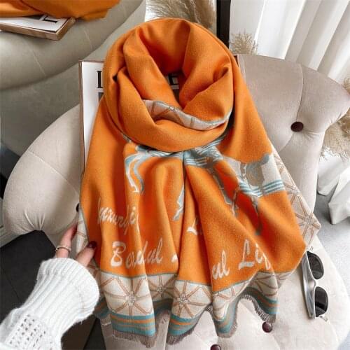 Winter Cashmere Scarf Women Floral Pashmina Shawls and Wraps Fashion Thick Warm Female Blanket Dual Shawl Hijab Poncho 2021