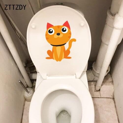 ZTTZDY 17.1*22.7CM Cartoon Cat Home Decor Bedroom Wall Decal Toilet Seat Stickers T3-0263
