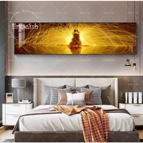 1 Pieces Woman In Golden Light Abstract Wall Art Pictures For Living Room Modern Home Decor Posters HD Print Canvas Paintings