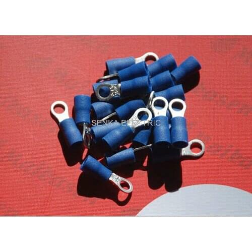 1000pcs RV2-3.5L AWG 16-14 #6 TO-JTK Insulated Ring Terminals Wire Cord Electrical Crimp Ring Connector