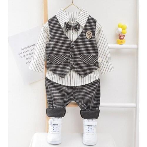 2021 Fashion New Children Clothing Sets Toddler Boy Clothes Sets Kids Outfits Vest+Shirt+Pant 3 Pieces Boys Clothes For 1-4 Age