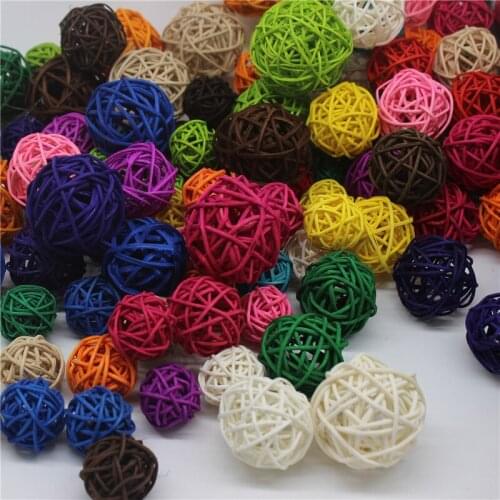 30pcs/lot 3,4,5cm Mixed Color Wedding Decorative Rattan Ball Christmas Decor Baby Shower Kids Birthday Home Table Decoration