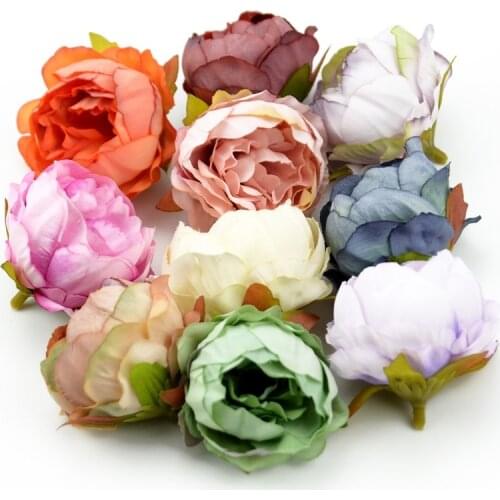 50pcs Cheap 5cm Artificial Silk Peony Flower Head Wedding Decoration Diy Handcraft Accessories European Simulation Fake Flower