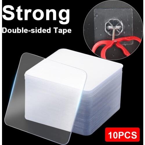 10PCS/Set Strong Seamless Double-sided Stickers Kitchen Bathroom Wall Hook Auxiliary Stickers Punch-free Double-sided Adhesive