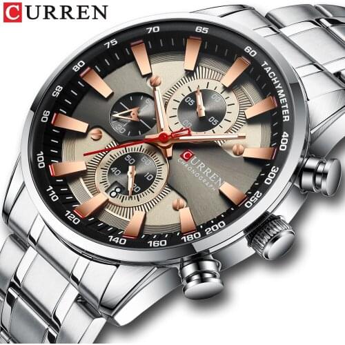 Relogio Masculino New Watches Men Luxury Brand201 CURREN Chronograph Men Sports Watches Waterproof Full Steel Quartz Mens Watch