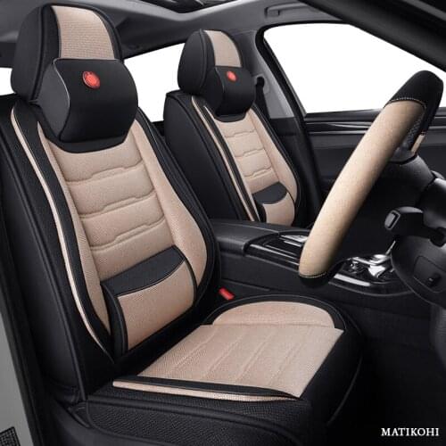 MATIKOHI flax car seat covers For audi a6 4f a4 a3 a5 q3 q5 q2 lada xray mitsubishi pajero skoda octavia nissan leaf seat cover