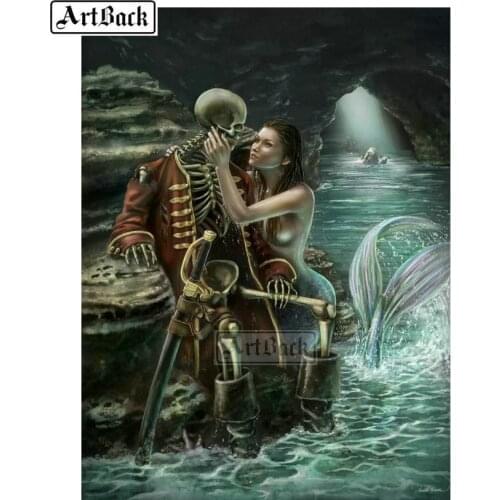 Skull Woman Picture Diamond Embroidered Full Square 3D Diamond Painting 20x25cm for Home Decor Gift ARD431