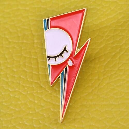 Lightning enamel pin David Bowie inspired eye brooch sad tears badge crying art jewelry music gift ziggy stardust cute pins