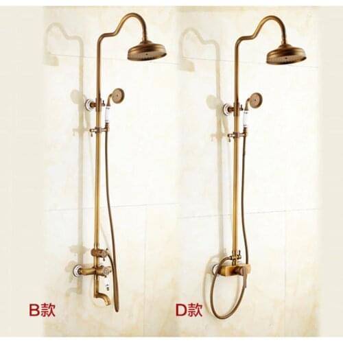 European retro ancient shower shower black antique rain shower set copper big spray top small shower