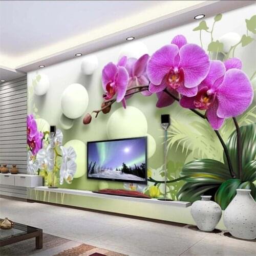 Custom wallpaper phalaenopsis 3D stereo TV background wall living room bedroom restaurant wallpaper 3d papel de parede фотообои